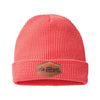 PDP Leather Patch Waffle Knit Beanie | Coral