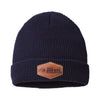 PDP Leather Patch Waffle Knit Beanie | Navy